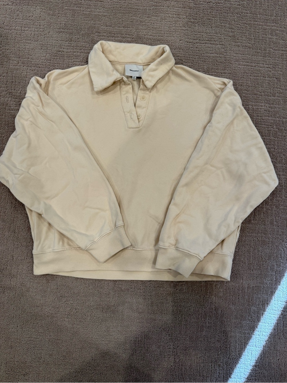 Reformation Cream Polo Collar Crewneck Sweater